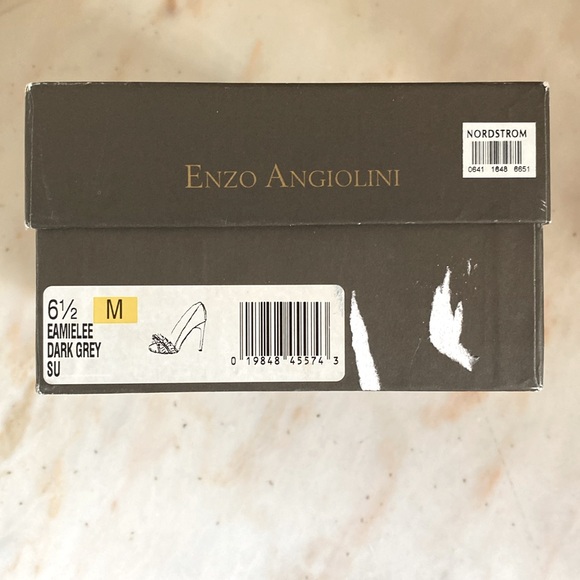 Enzo Angiolini Gray Suede Peep Toe 3.5 in. Heels Size 6.5 - Picture 8 of 8